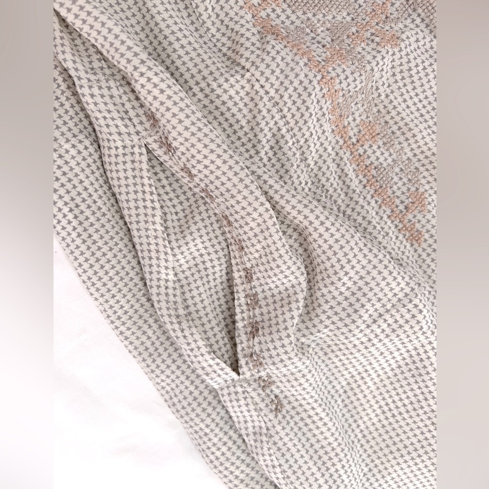 Johnny Was Biya 100% Silk Beige Embroidered Tunic Shirt Dress Boho Cottagecore M - Picture 9 of 11